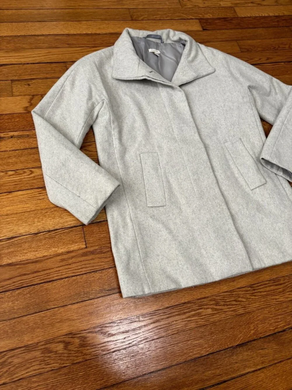 J Crew Womens Peacoat Size 10 Gray Wool Blend Button Down Collared Overcoat - Picture 3 of 7
